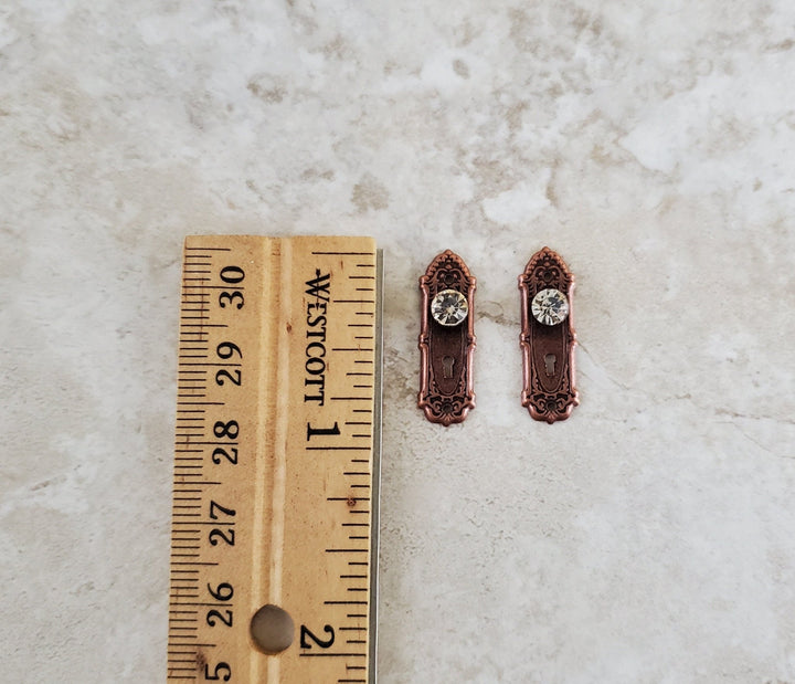 Dollhouse Miniature Doorknobs Bronze Fancy Crystal Knobs Metal 1:12 Scale CLA05697 - Miniature Crush
