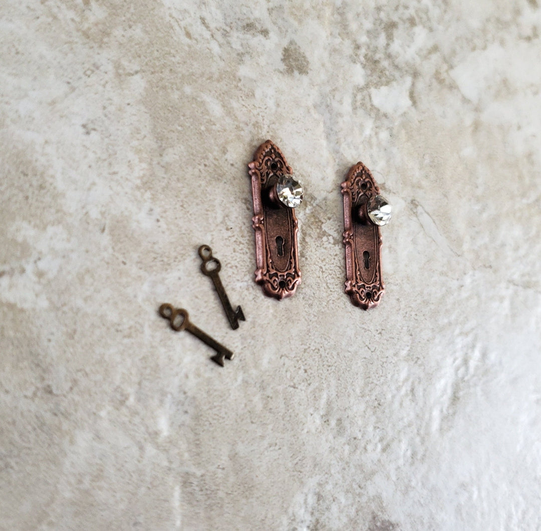Dollhouse Miniature Doorknobs Bronze Fancy Crystal Knobs Metal 1:12 Scale CLA05697 - Miniature Crush