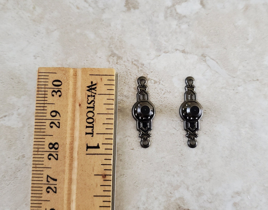 Dollhouse Miniature Doorknobs Handles Fancy Dark Pewter 1 Set 1:12 Scale CLA05512 - Miniature Crush