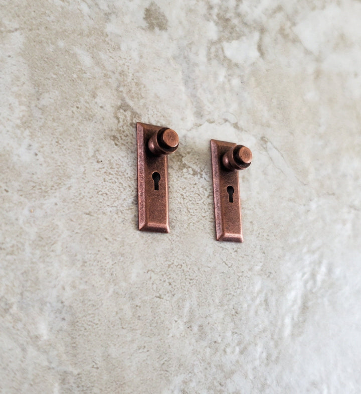 Dollhouse Miniature Doorknobs Handles Set with Keys 1:12 Scale Bronze CLA05526 - Miniature Crush