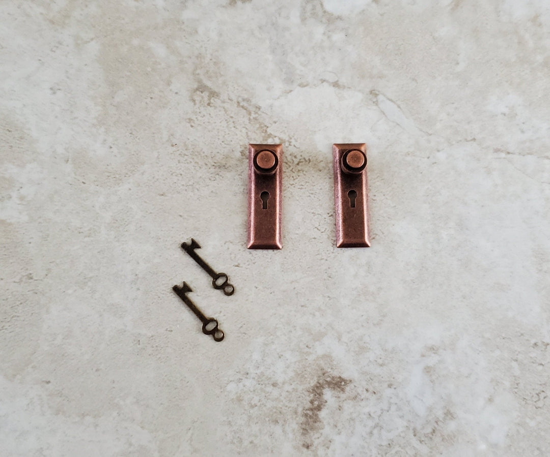 Dollhouse Miniature Doorknobs Handles Set with Keys 1:12 Scale Bronze CLA05526 - Miniature Crush
