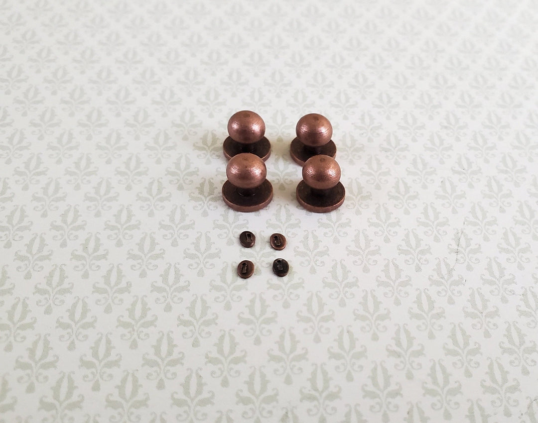 Dollhouse Miniature Doorknobs Round Bronze Metal with Keyhole 1:12 Scale 2 Sets - Miniature Crush