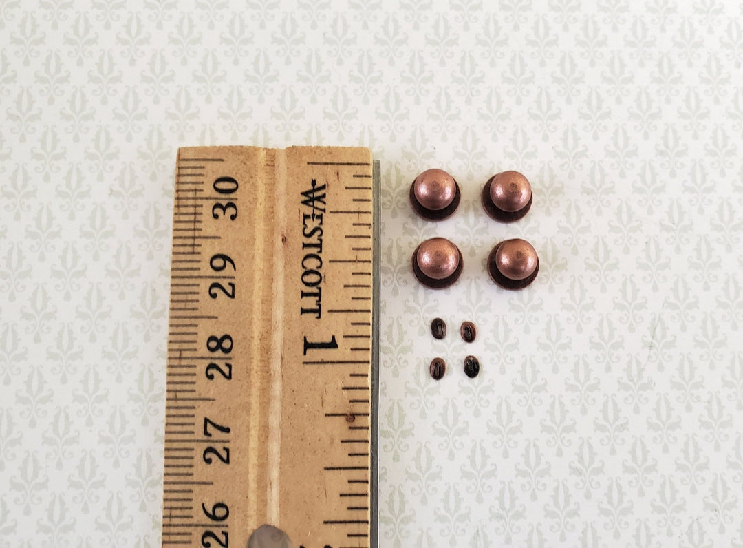 Dollhouse Miniature Doorknobs Round Bronze Metal with Keyhole 1:12 Scale 2 Sets - Miniature Crush