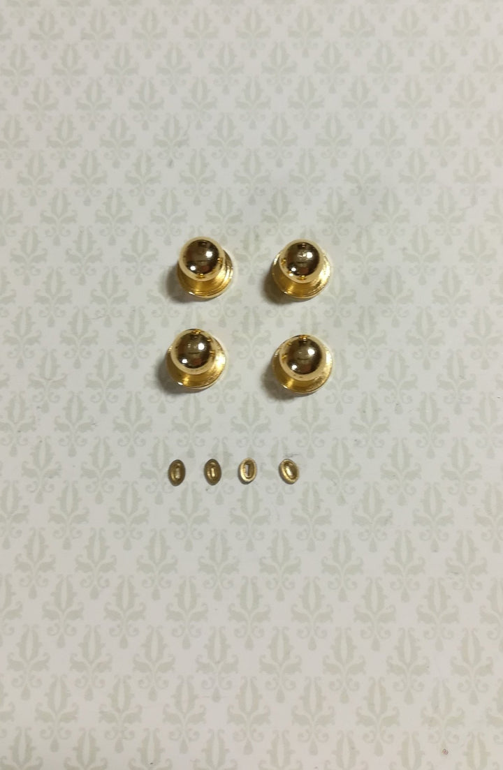 Dollhouse Miniature Doorknobs Round Gold with Keyhole 1:12 Scale 2 Sets - Miniature Crush