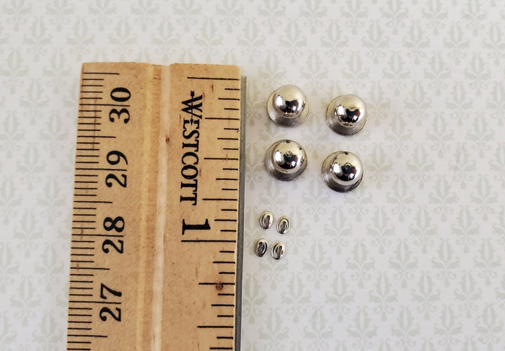 Dollhouse Miniature Doorknobs Round Silver Nickel with Keyhole 1:12 Scale 2 Sets - Miniature Crush