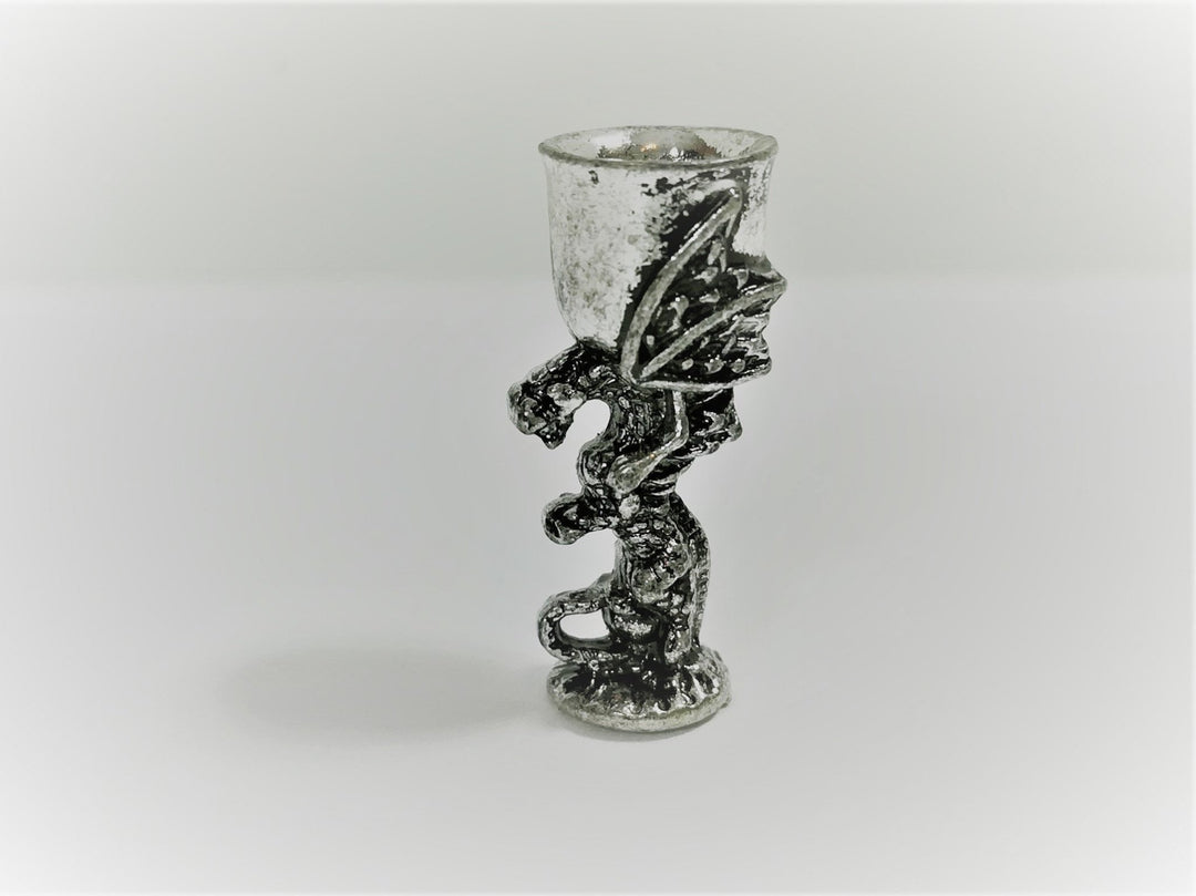 Dollhouse Miniature Dragon Goblet Chalice Metal Silver Tone 1:12 Scale Decoration - Miniature Crush