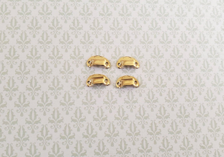 Dollhouse Miniature Drawer Cup Pulls Cabinet Gold Finish Metal x4 1:12 Scale - Miniature Crush