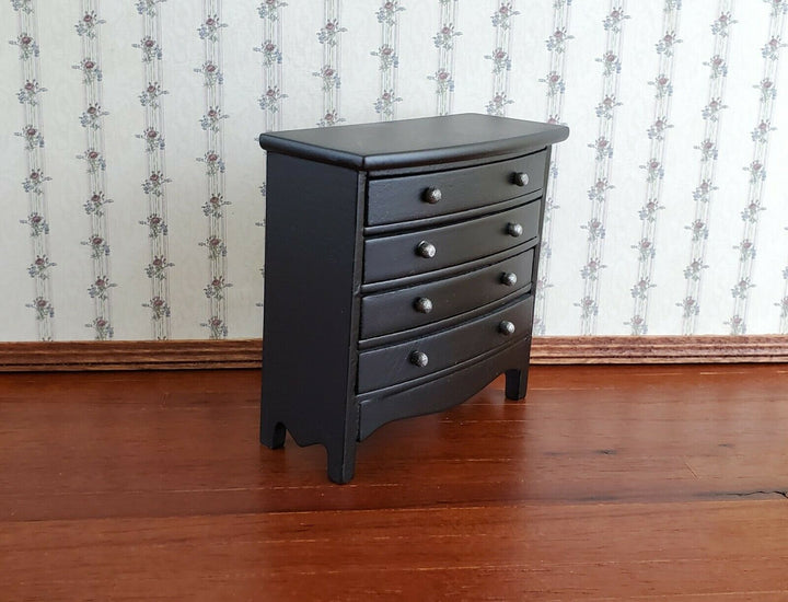 Dollhouse Miniature Dresser 4 Drawer Wood Black Finish 1:12 Scale Furniture - Miniature Crush