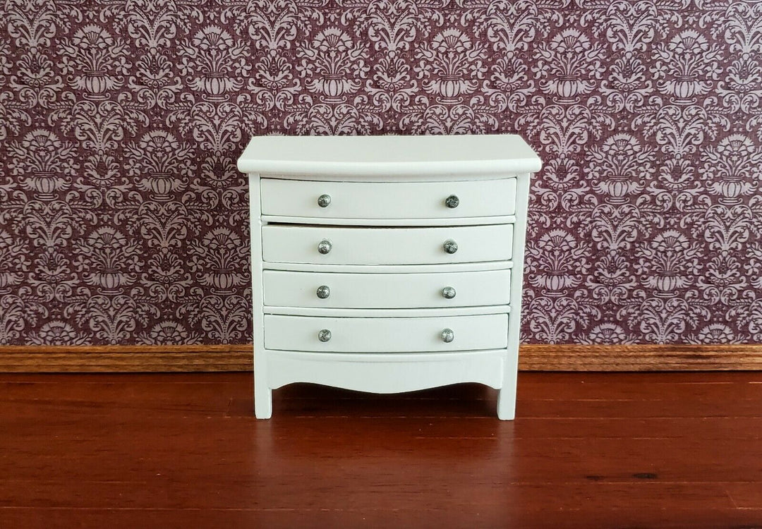 Dollhouse Miniature Dresser 4 Drawer Wood White Finish 1:12 Scale Furniture - Miniature Crush