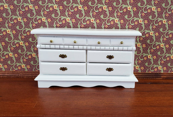 Dollhouse Miniature Dresser Lowboy White 5 Drawers 1:12 Scale Wood Furniture - Miniature Crush