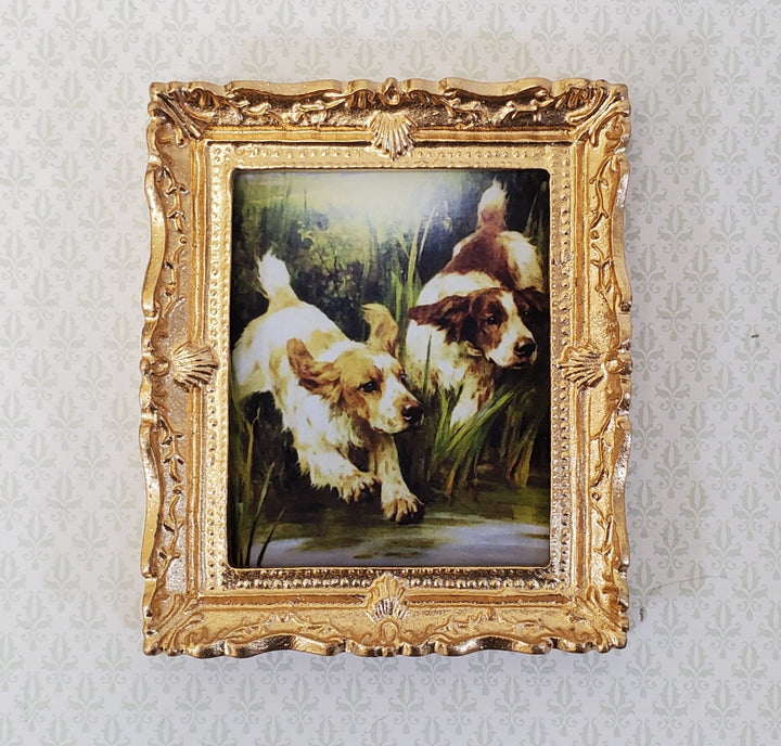 Dollhouse Miniature Duck Hunting Dogs Framed Print 1:12 Scale English Spaniel - Miniature Crush