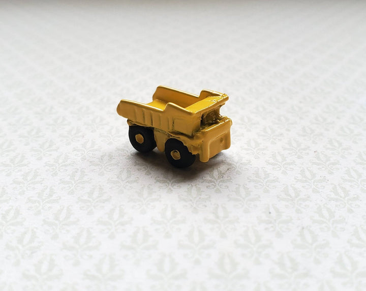 Dollhouse Miniature Dump Truck Toy Yellow & Black Metal 1:12 Scale - Miniature Crush
