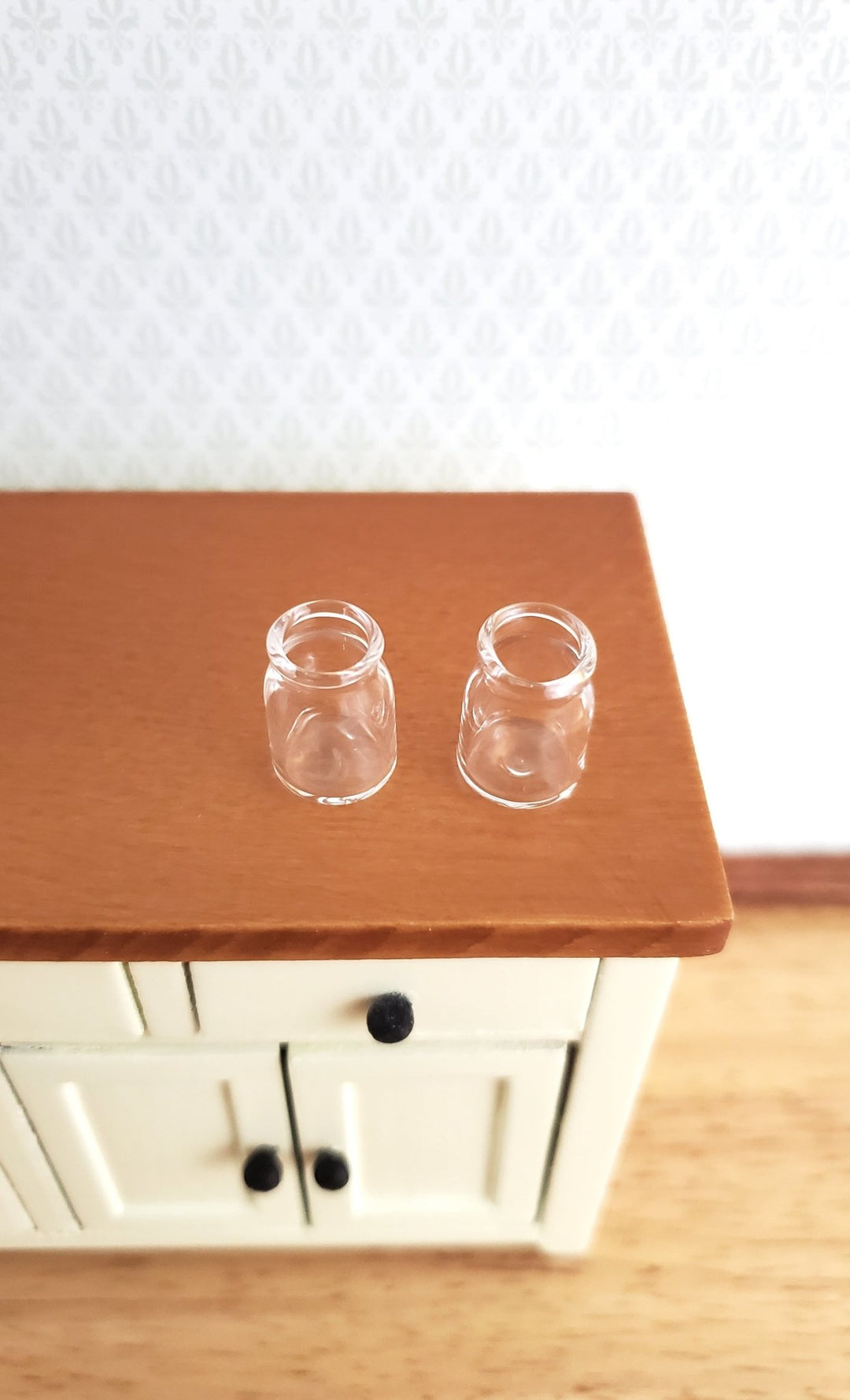 Dollhouse Miniature Empty Glass Jars Open Top Set of 2 for Canning or Treats 1:12 Scale - Miniature Crush