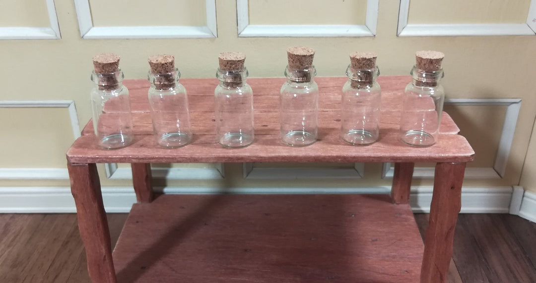 Dollhouse Miniature Empty Glass Jars with Cork Stopper Set of 6 Large 1:12 Scale - Miniature Crush