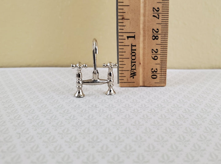 Dollhouse Miniature Faucet Mixer Tap Chrome Silver for Kitchen or Bathroom Sink 1:12 Scale - Miniature Crush