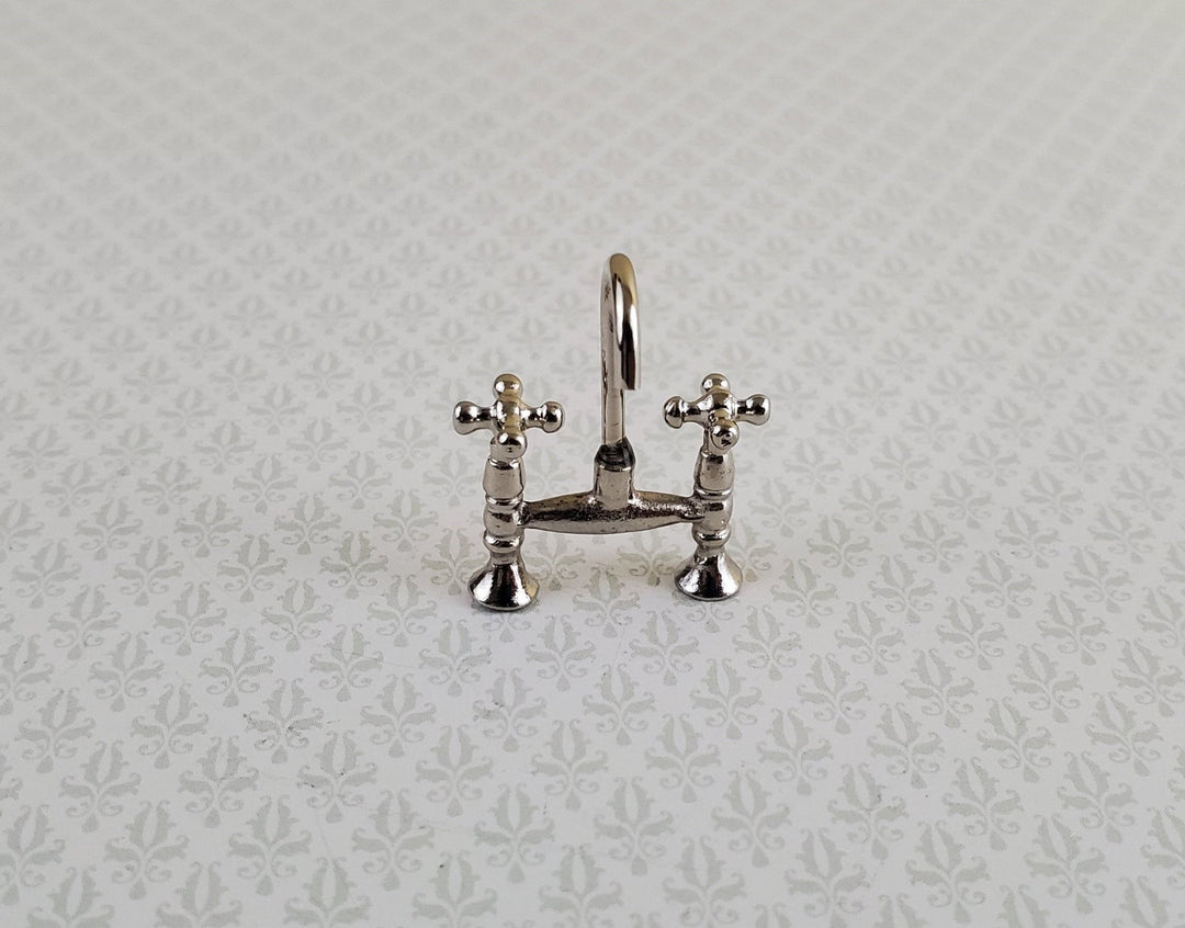 Dollhouse Miniature Faucet Mixer Tap Chrome Silver for Kitchen or Bathroom Sink 1:12 Scale - Miniature Crush
