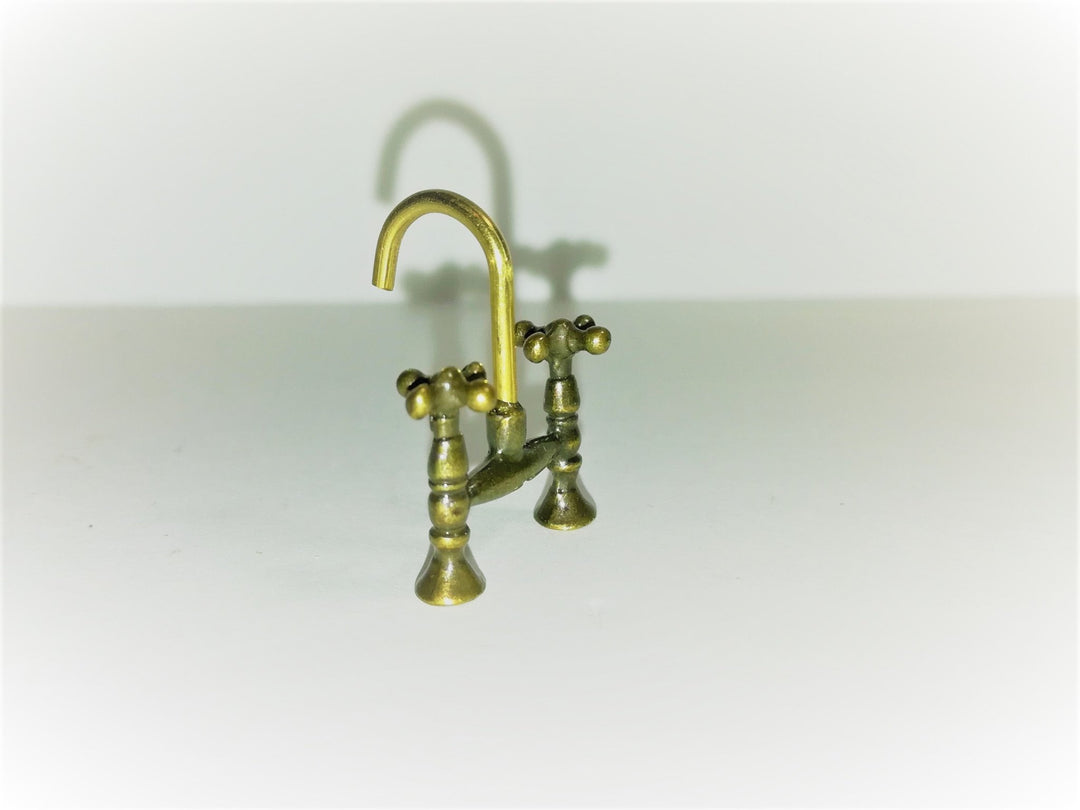 Dollhouse Miniature Faucet Mixer Tap for Kitchen or Bathroom Sink 1:12 Scale Antique Brass - Miniature Crush