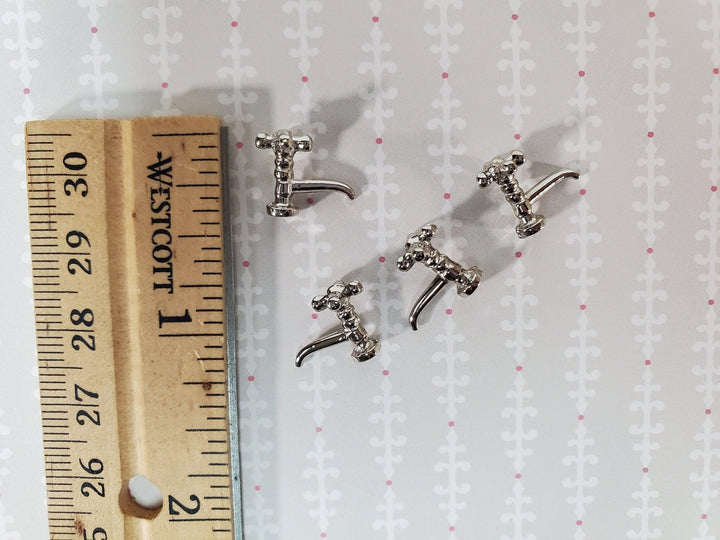 Dollhouse Miniature Faucet Taps x4 for Kitchen or Bathroom Sink 1:12 Scale Silver Metal S1209C - Miniature Crush