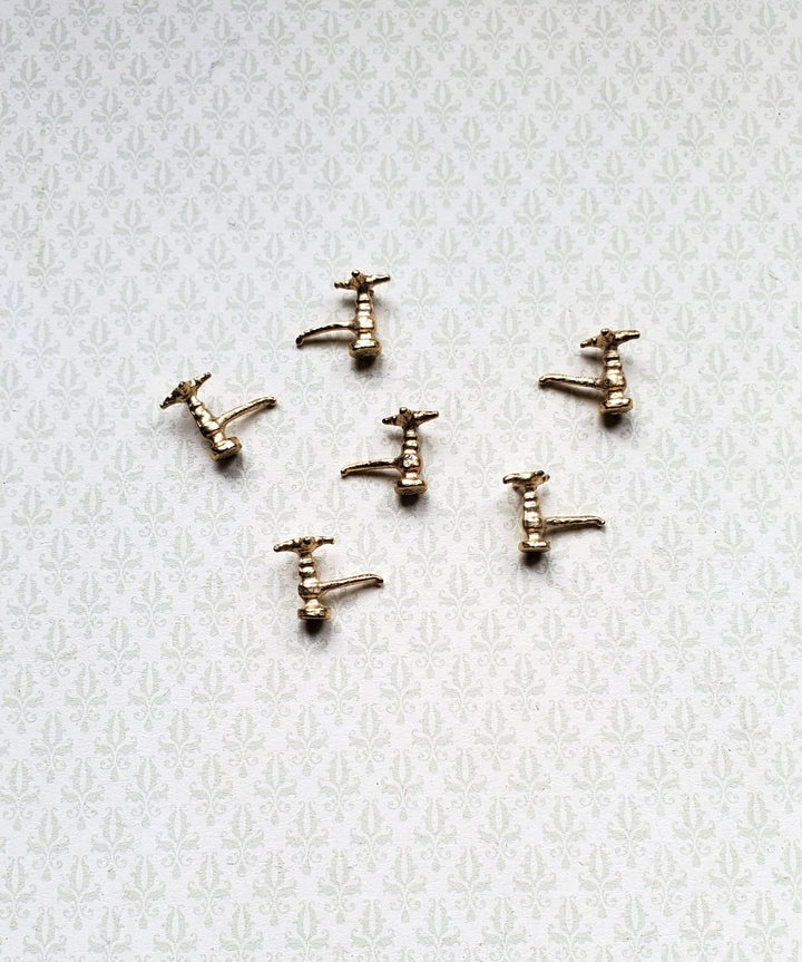 Dollhouse Miniature Faucet Taps x6 for Kitchen or Bathroom Sink 1:12 Scale Gold Metal - Miniature Crush