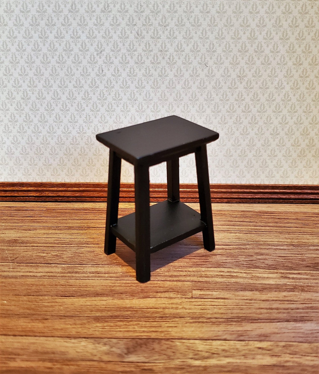 Dollhouse Miniature Fern or Plant Stand Side Table Black 1:12 Scale Furniture - Miniature Crush