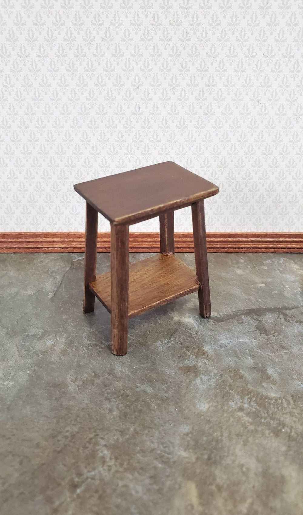 Dollhouse Miniature Fern or Plant Stand Side Table Walnut Finish 1:12 Scale Furniture - Miniature Crush