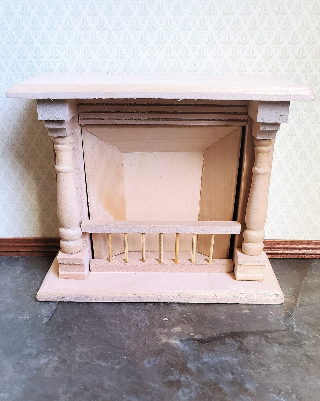 Dollhouse Miniature Fireplace Large DIY 1:12 Scale Furniture Unfinished Wood - Miniature Crush