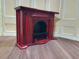 Dollhouse Miniature Fireplace Large Mahogany Finish 1:12 Scale Furniture - Miniature Crush