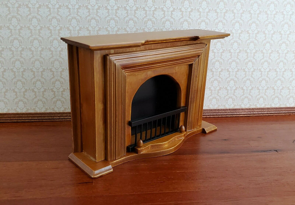 Dollhouse Miniature Fireplace Large Walnut Finish 1:12 Scale Furniture - Miniature Crush