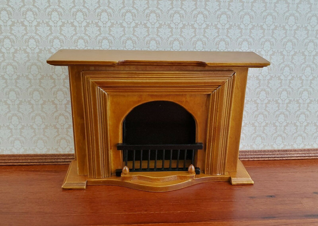 Dollhouse Miniature Fireplace Large Walnut Finish 1:12 Scale Furniture - Miniature Crush