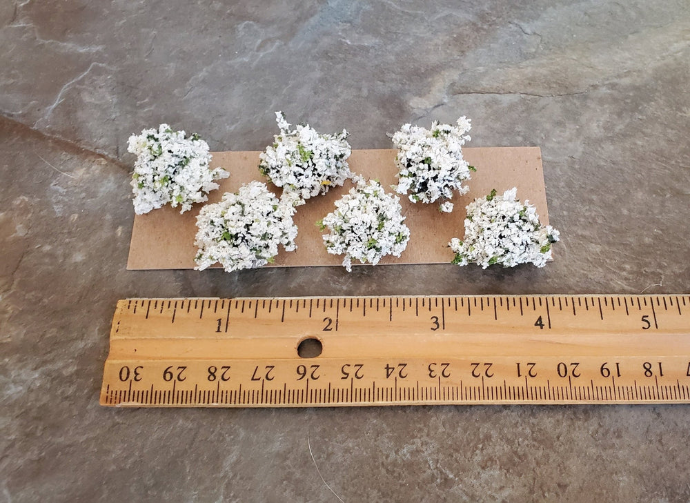 Dollhouse Miniature Flowering Shrub White & Green Small Bush Round 1:12 Scale - Miniature Crush