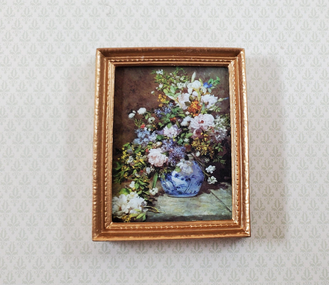 Dollhouse Miniature Flowers Still Life by Renoir Gold Framed Print 1:12 Scale - Miniature Crush