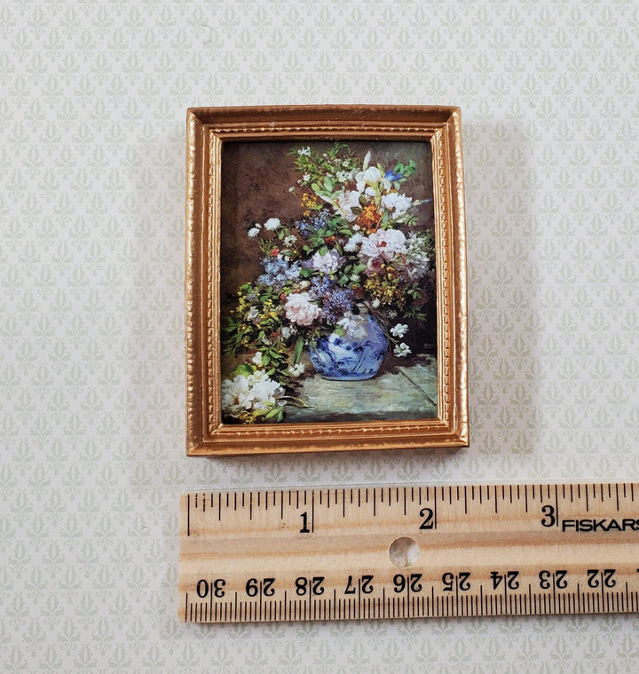 Dollhouse Miniature Flowers Still Life by Renoir Gold Framed Print 1:12 Scale - Miniature Crush