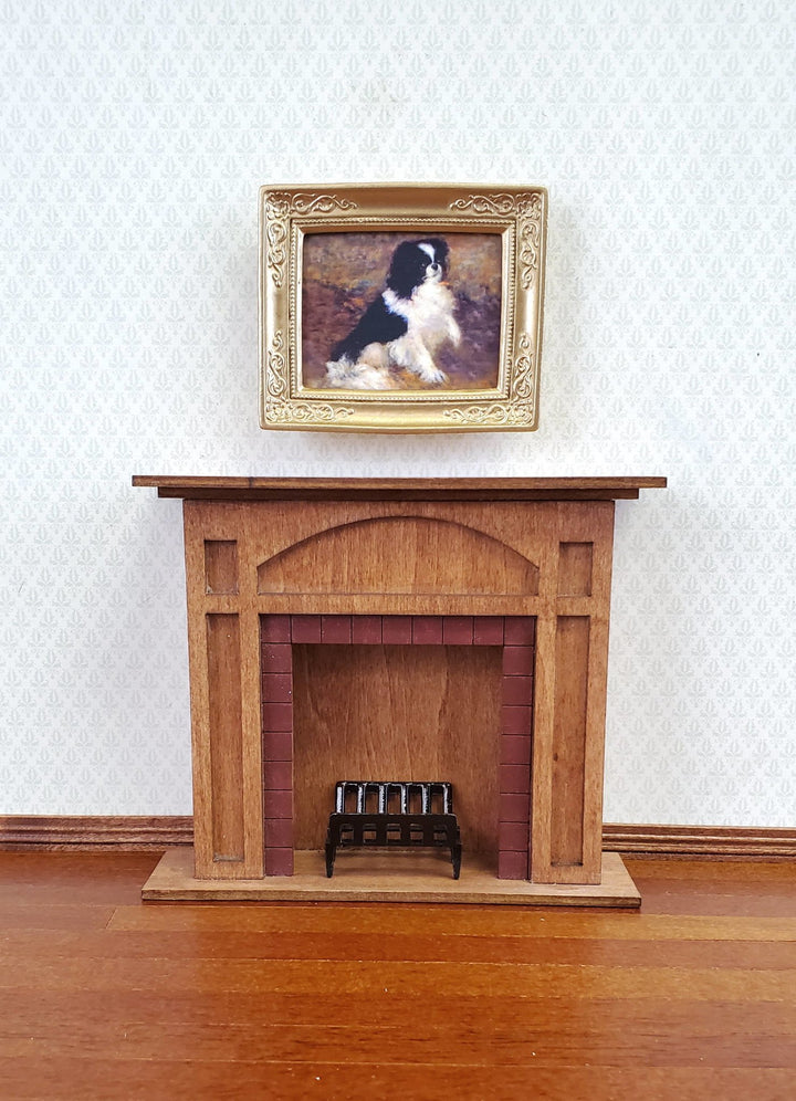 Dollhouse Miniature Framed Dog Print Tama by Renoir 1:12 Scale Japanese Spaniel - Miniature Crush