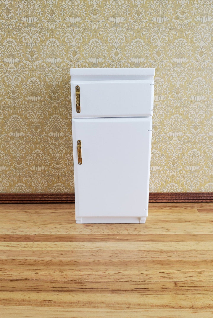 Dollhouse Miniature Fridge 2 Door Refrigerator White 1:12 Scale Wood Furniture - Miniature Crush