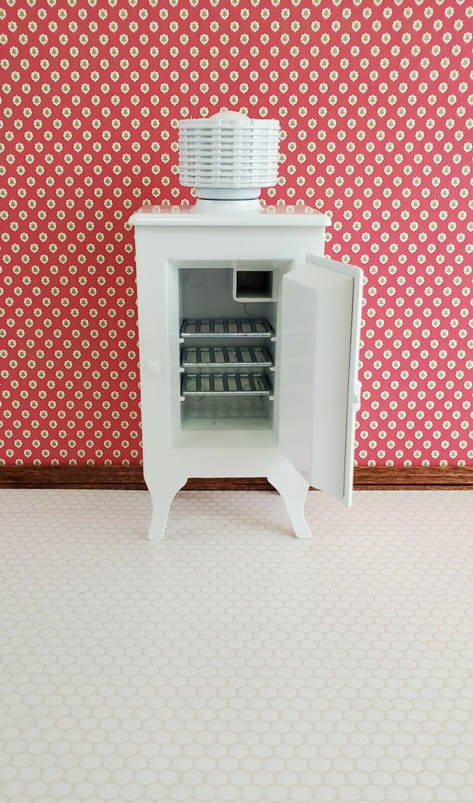 Dollhouse Miniature Fridge Monitor Top Refrigerator Vintage 1920s Style 1:12 - Miniature Crush