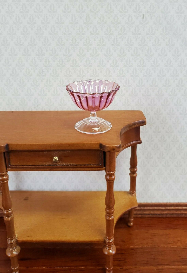 Dollhouse Miniature Fruit Bowl Cranberry Ribbed Fluted Glass 1:12 Scale Grenyer - Miniature Crush