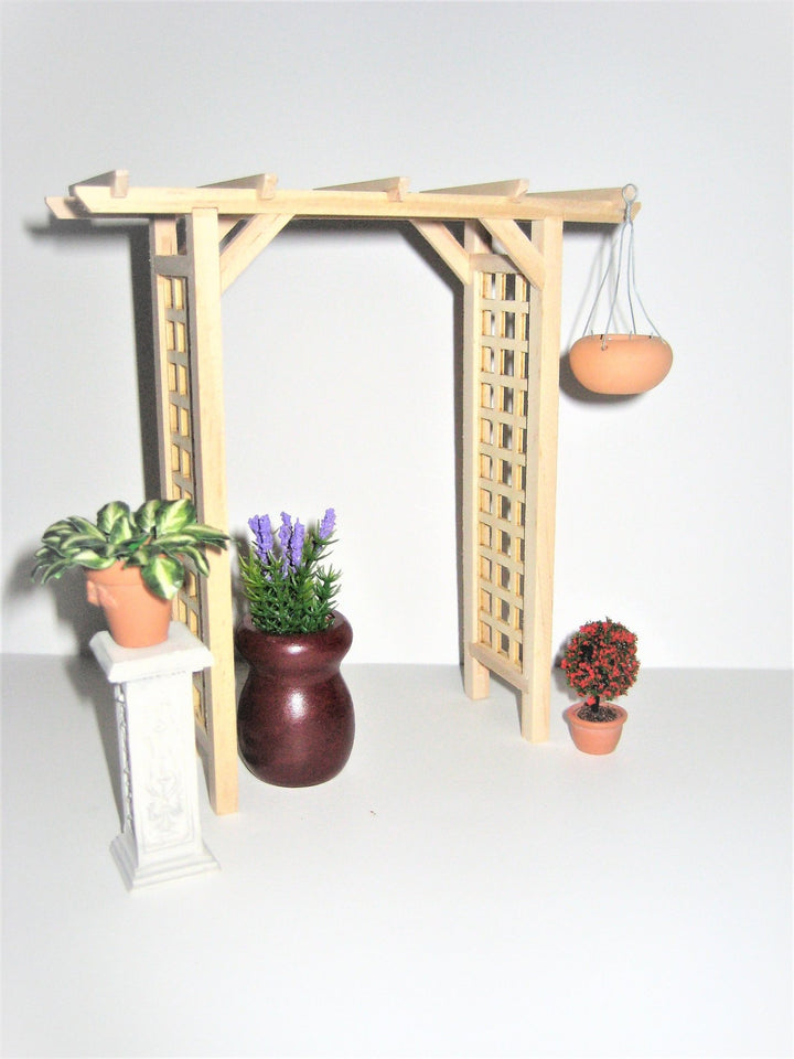 Dollhouse Miniature Garden Arbor Trellis for Flowers Unfinished Wood 1:12 Scale - Miniature Crush