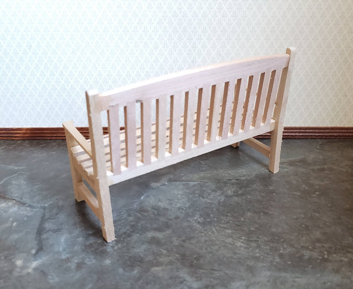 Dollhouse Miniature Garden Bench Large Classic Style Unfinished Wood 1:12 Scale Furniture - Miniature Crush