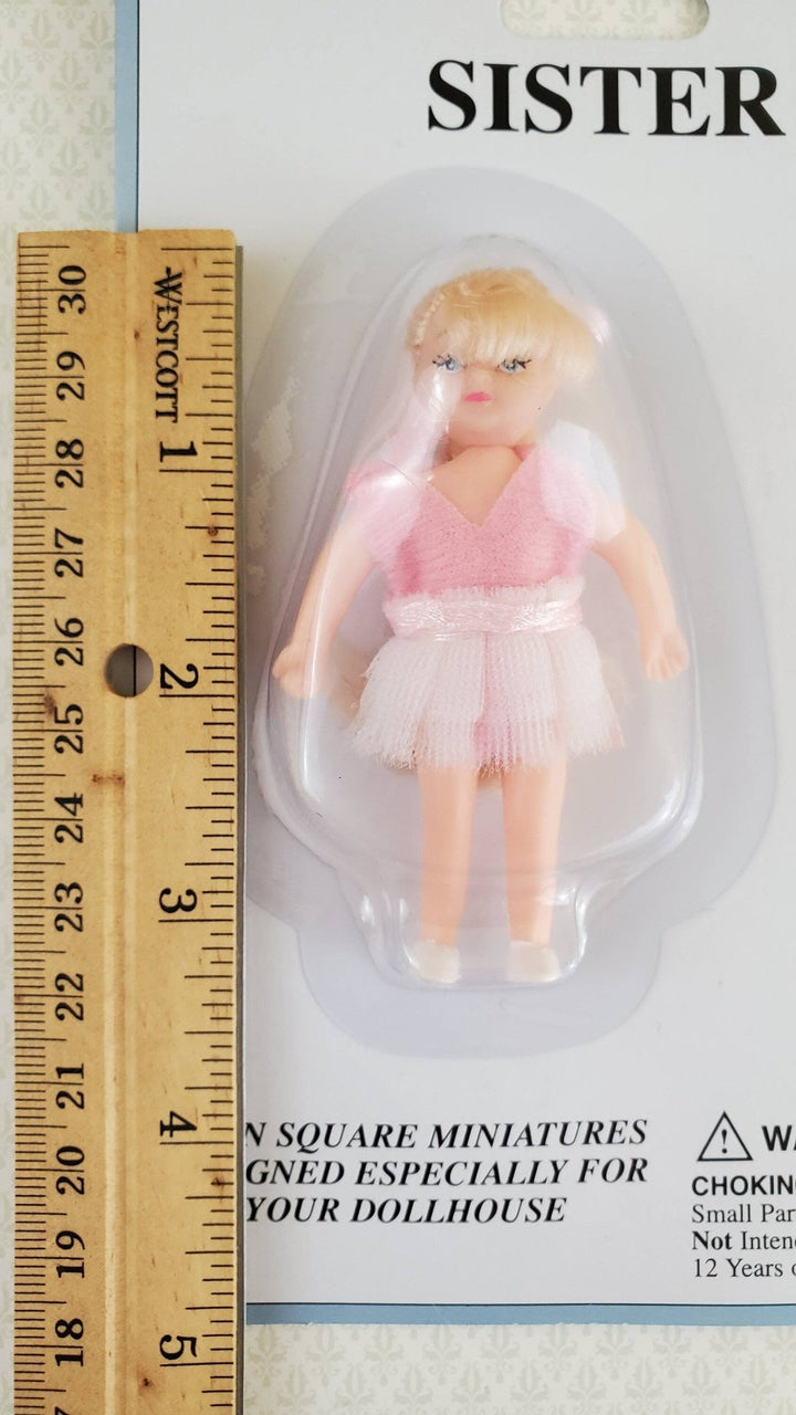Dollhouse Miniature Girl Doll Modern Young Sister 1:12 Scale Removable Clothes 3" - Miniature Crush