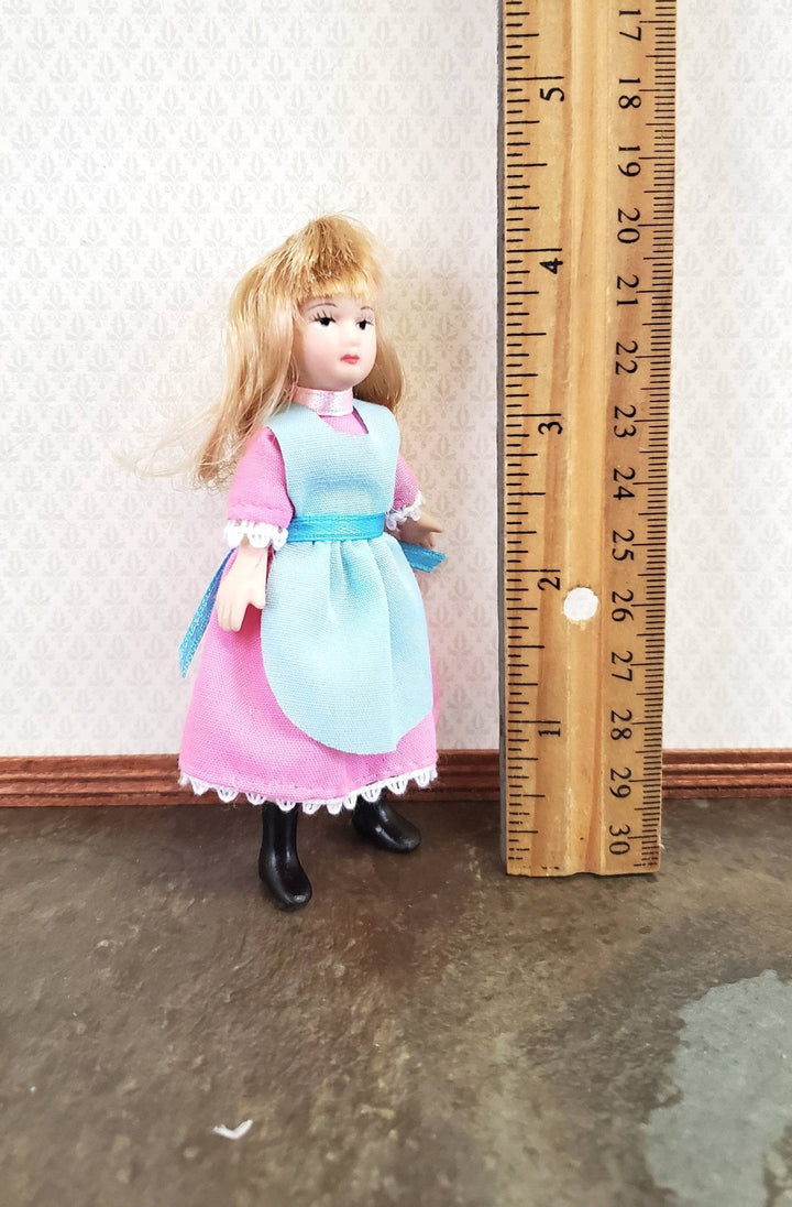 Dollhouse Miniature Girl Doll Porcelain Poseable 1:12 Scale Pink Dress - Miniature Crush