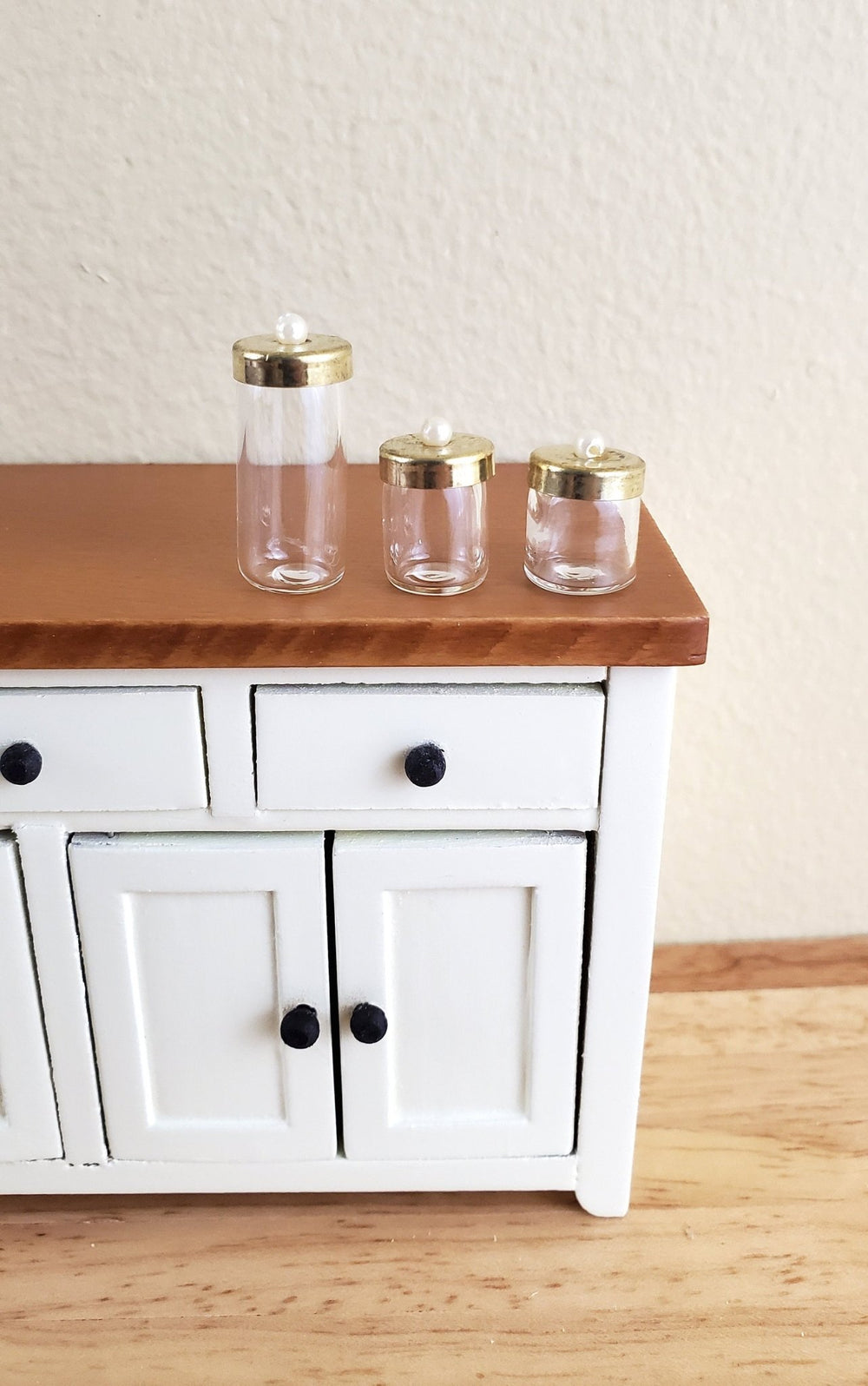 Dollhouse Miniature Glass Jars with Lids x3 Treats Spices Pasta 1:12 Scale Kitchen - Miniature Crush