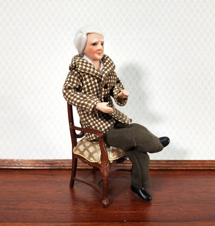 Dollhouse Miniature Grandpa Grandfather Porcelain Doll Modern Style 1:12 Scale - Miniature Crush