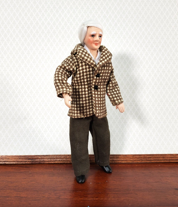 Dollhouse Miniature Grandpa Grandfather Porcelain Doll Modern Style 1:12 Scale - Miniature Crush