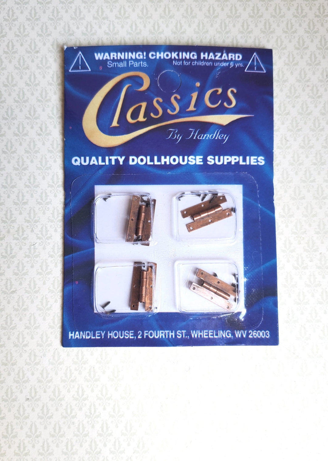 Dollhouse Miniature H Hinges Working Bronze x4 1:12 Scale Includes Nails - Miniature Crush
