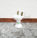 Dollhouse Miniature Half Scale Bathroom Sink White with Floral Decal 1:24 Scale - Miniature Crush