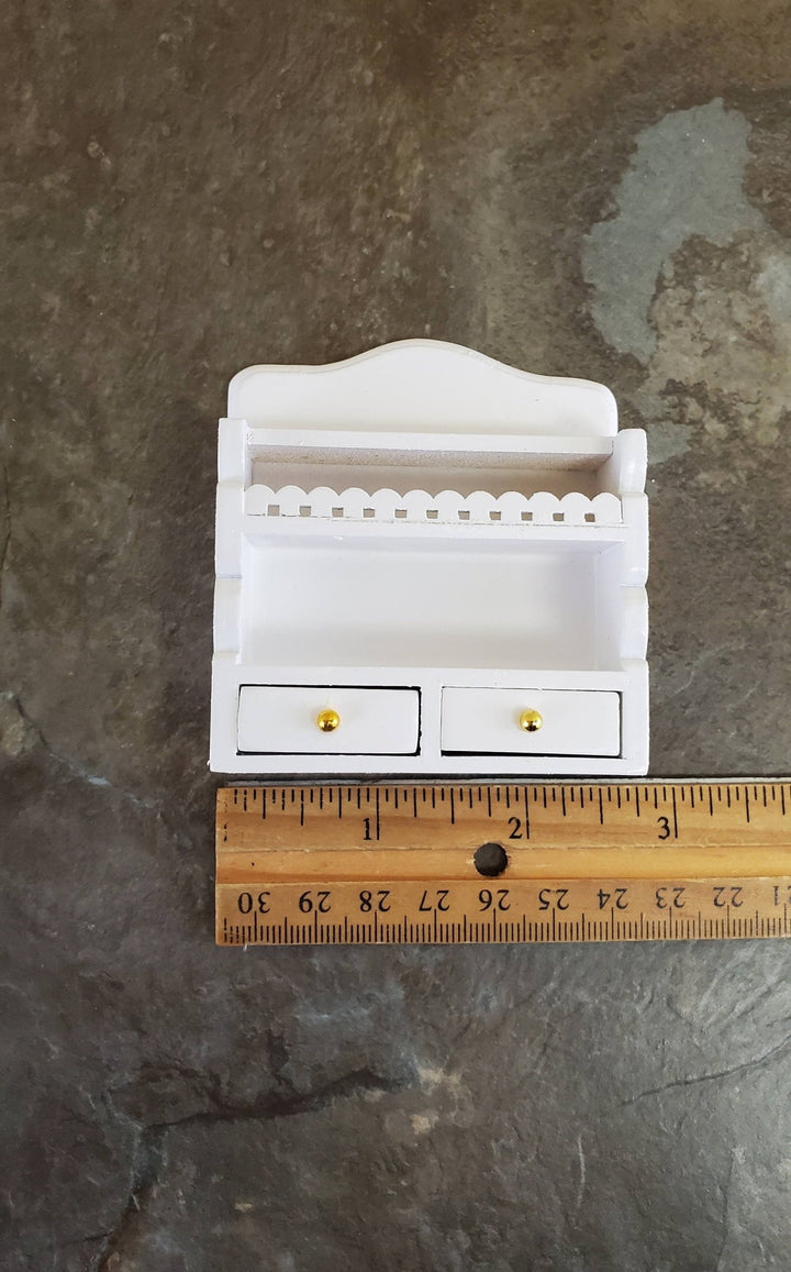 Dollhouse Miniature Hanging Kitchen Shelf White with Drawers 1:12 Scale Furniture - Miniature Crush