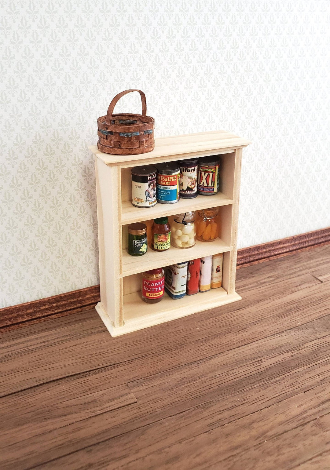 Dollhouse Miniature Hanging Shelf or Half Scale Bookcase 1:12 Scale Furniture Barewood - Miniature Crush