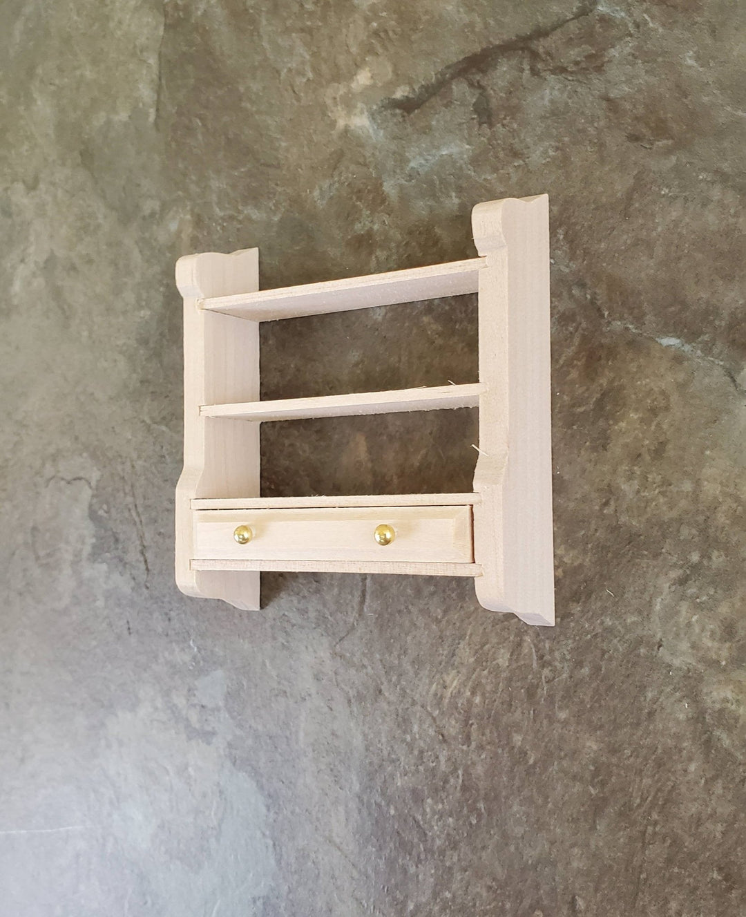 Dollhouse Miniature Hanging Shelf with Drawer 1:12 Scale Furniture Unpainted Wood - Miniature Crush