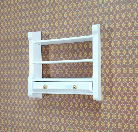 Dollhouse Miniature Hanging Shelf with Drawer 1:12 Scale Furniture White - Miniature Crush