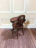 Dollhouse Miniature High Chair 1:12 Scale Furniture Walnut Finish Movable Tray - Miniature Crush